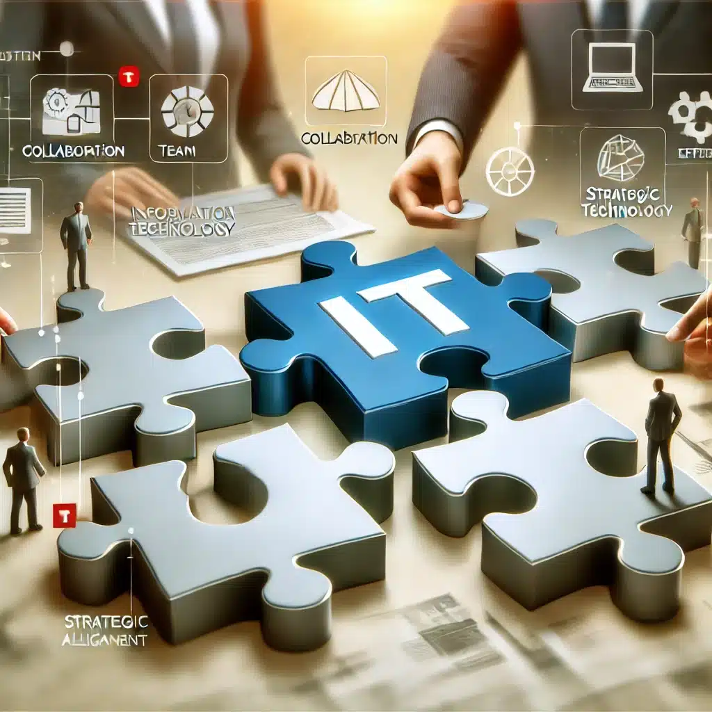 A puzzel showing IT in the middle depicting how IT Solutions for Small Business should be central