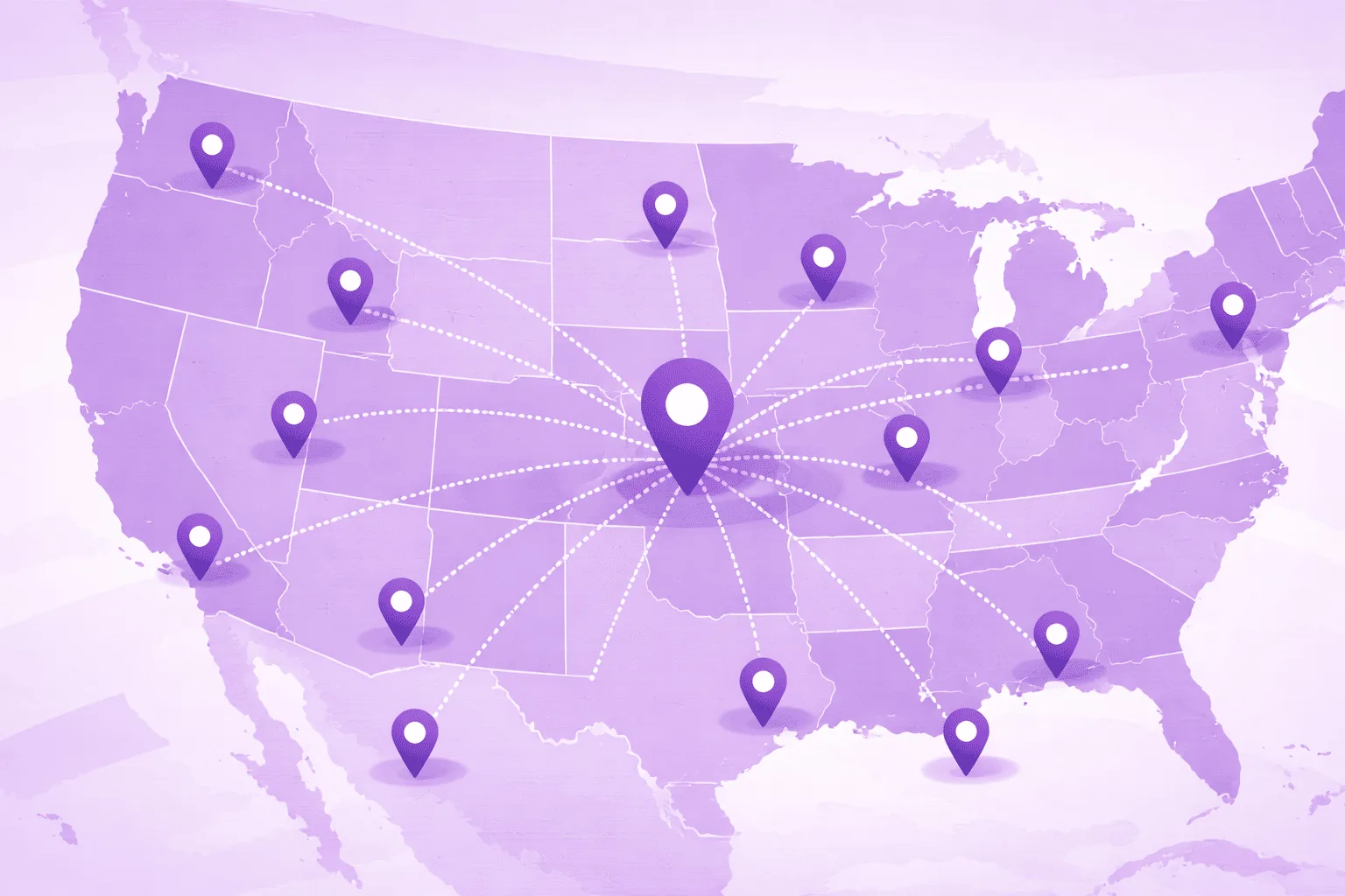 Purple Guys IT expansion across the central United States shown on a map