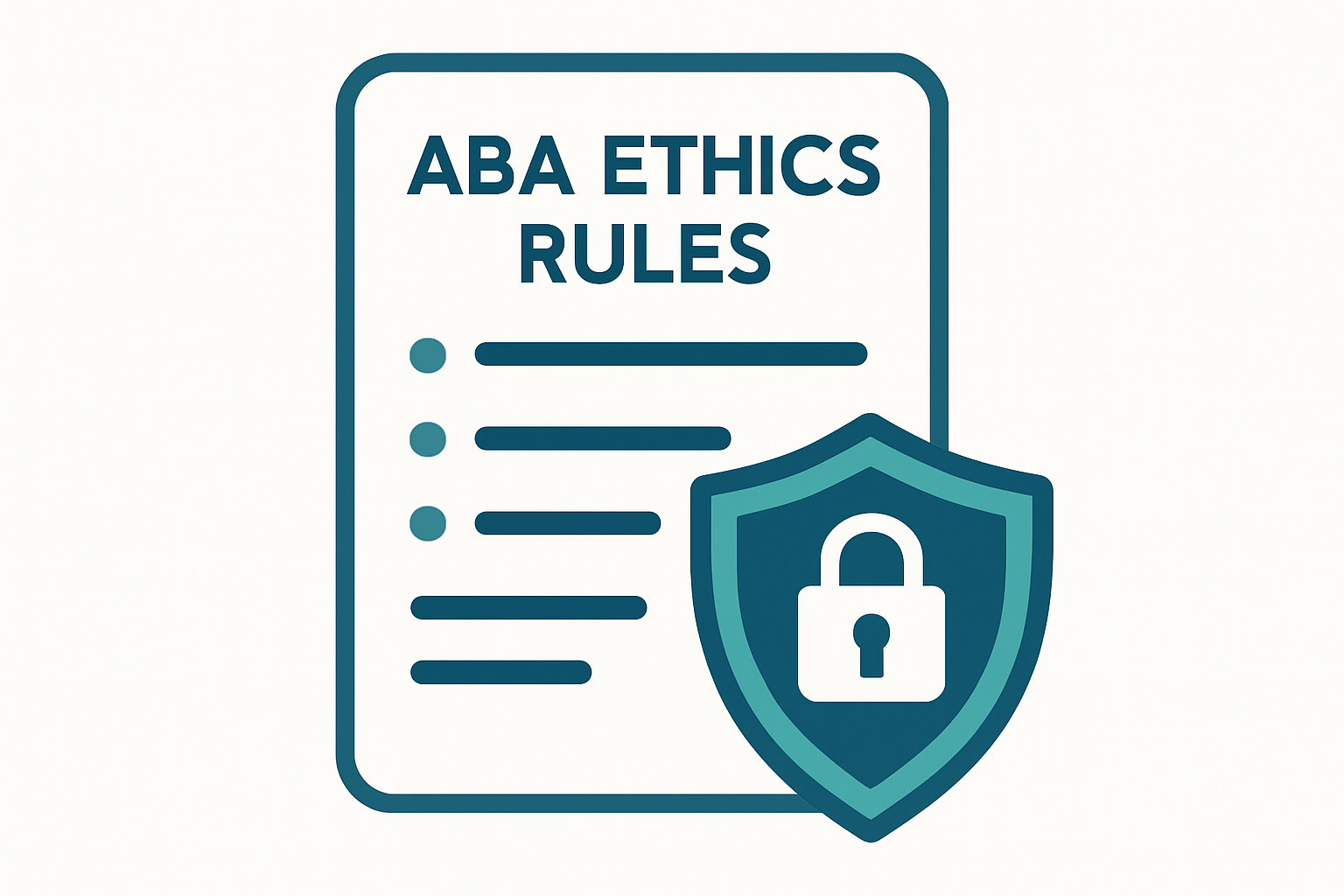 ABA ethics rules document with digital security shield overlay