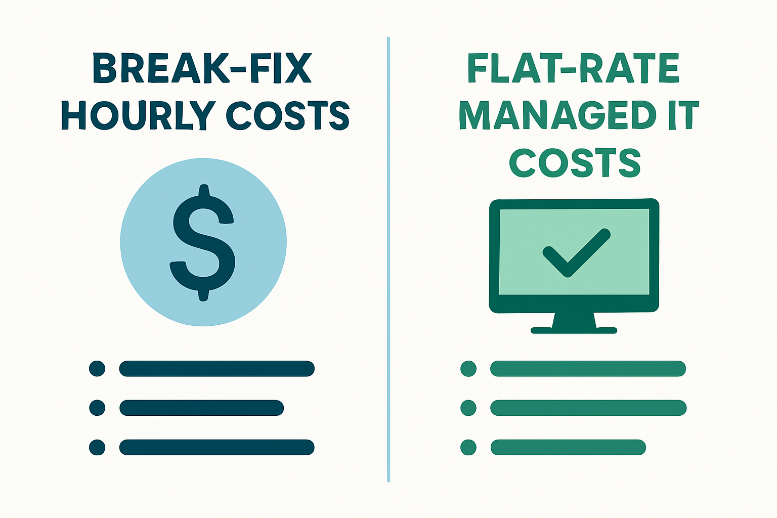 Break-fix versus managed IT cost comparison chart for law firms