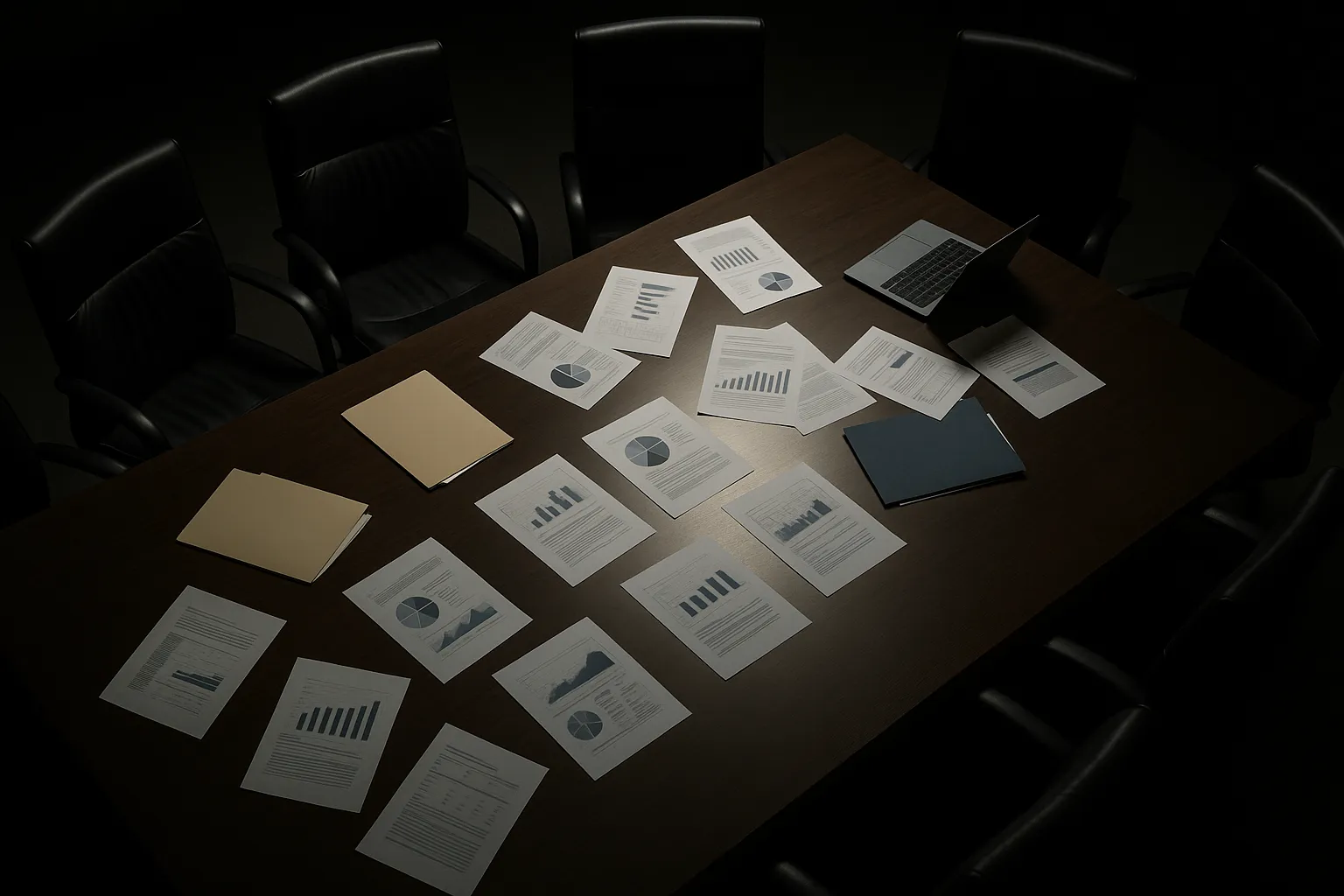 Boardroom table with documents representing outsourced IT provider evaluation